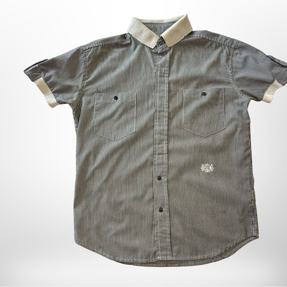 Zara Man Navy Casual Button Down Shirt Short Sleeve